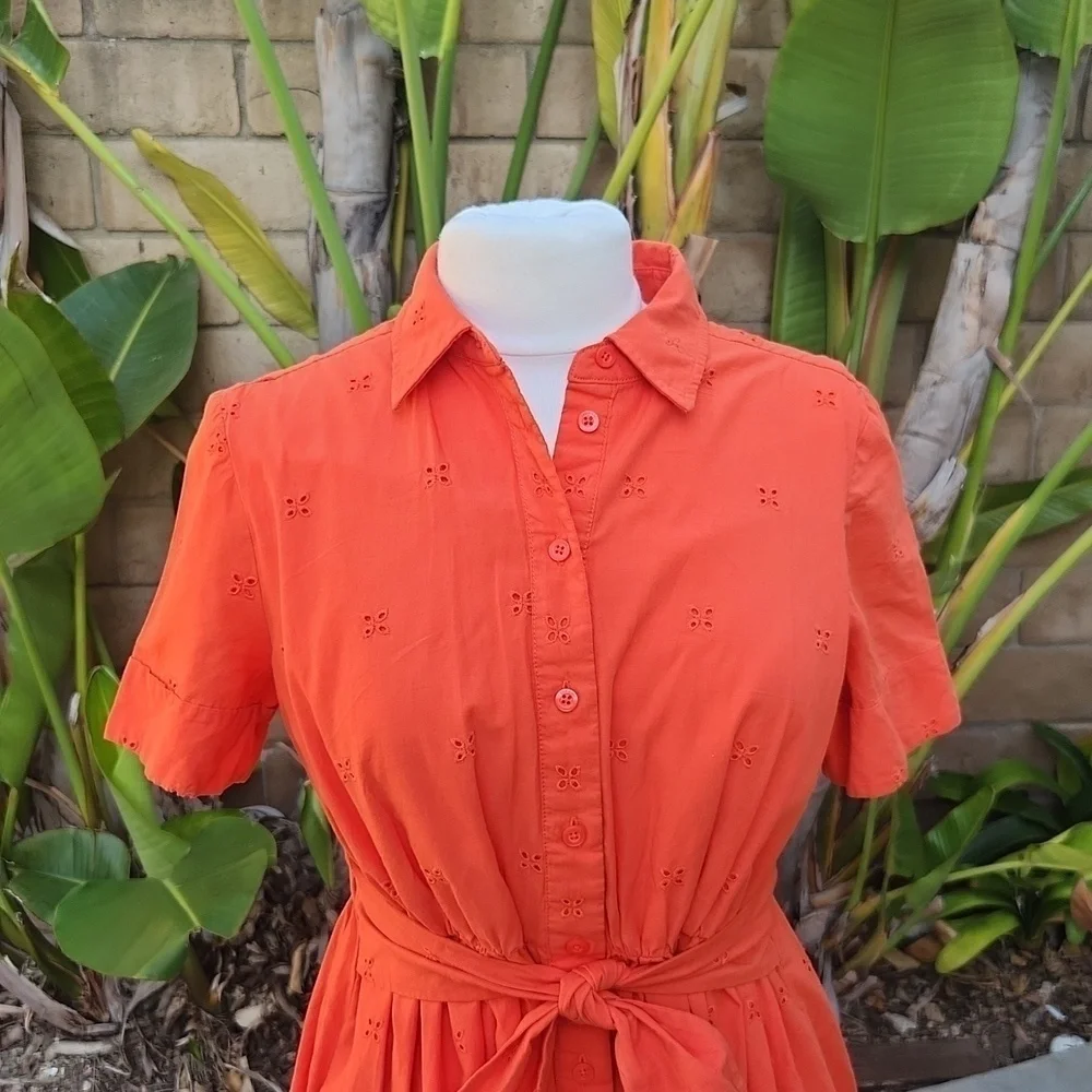 Kate Spade Orange Eyelet Tie Waist Short Dress small